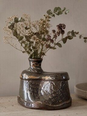 Handmade Studio Pottery Sculptural Ceramic Vase Signed OOAK Cottage Art Organic